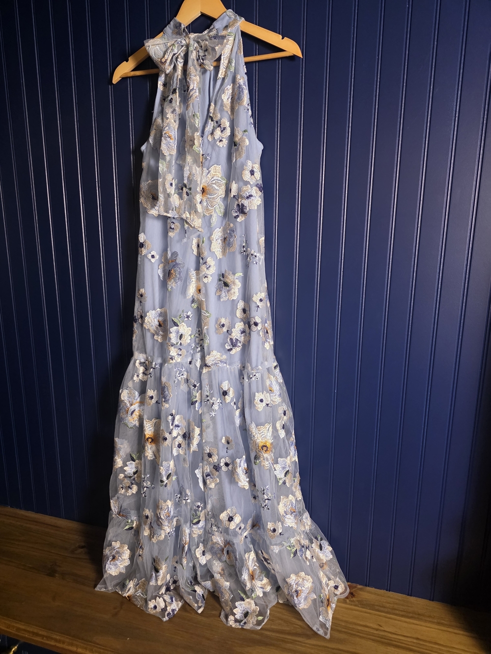 CeCe Floral Halter Dress with Bow Neck - Size 4